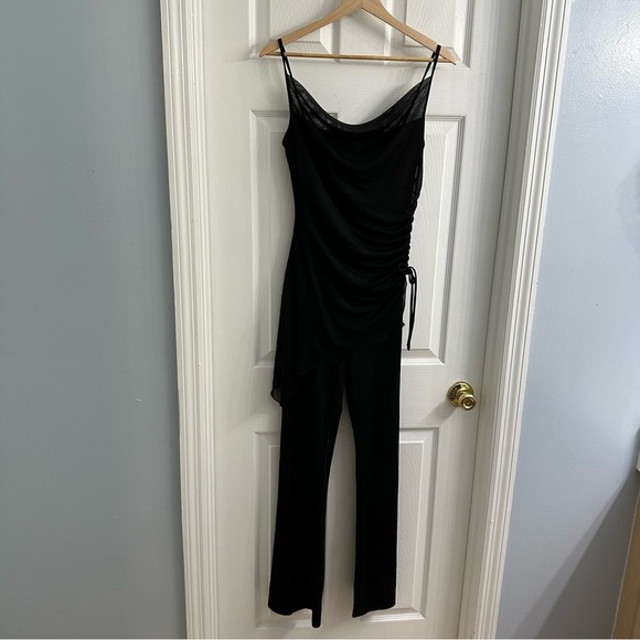 Y2K Jumpsuit Black Wide Leg Cocktail Party Formal Sexy Romantic Size Small - Picture 3 of 7